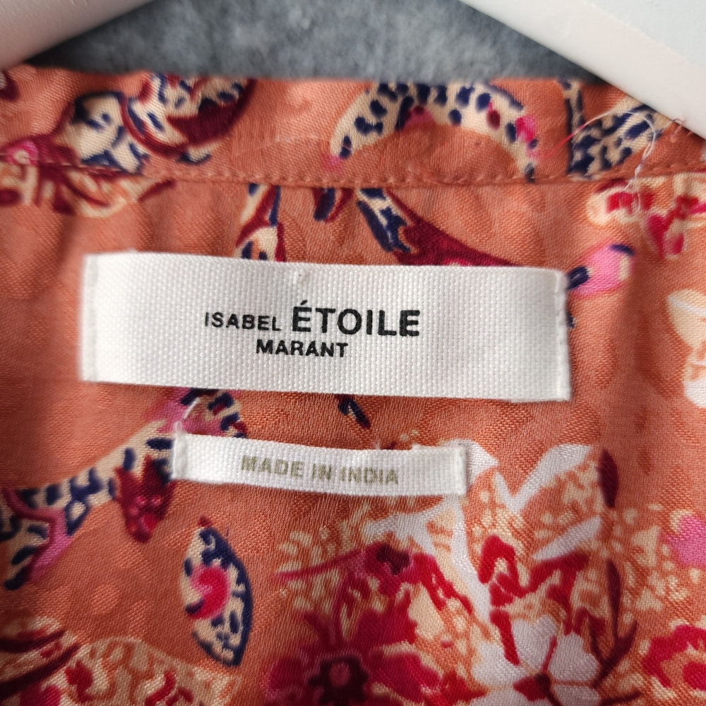 Isabel Marant Etoile Benson Long Sleeve Floral Top in Papaya - Picture 9 of 14